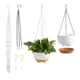 Hanging Planters, 10 Inch Self-Watering Hanging Planter, 2 Pack Flower Pots with Drainage Hole & 2 Kinds of Plant Hangers, Plastic Basket Pots