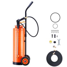 Industrial Concrete Sprayer with Wheeled Cart, 5 Gallon Stainless Steel Sprayer, Heavy Duty Tri-Poxy Pump Sprayers, 20.5''Wand, 48" & 120" Hoses