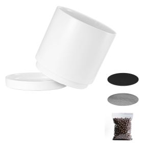 Plant Pot, 12-Inch Large Cylinder Planter with Drainage Holes, Non-Slip Pads & Detachable Saucer, Modern Ceramic Flower Pots
