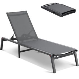 Chaise Lounge Chairs Outdoor, Aluminum Patio Lounge Chairs with Adjustable 5-Position