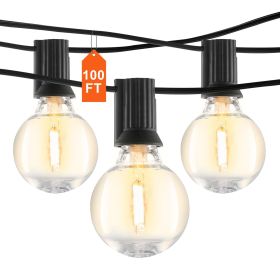 LED Outdoor String Lights, 100FT, 2700K Dimmable Outside Patio Lights with 50 G40 Shatterproof Bulbs E12 Socket Base
