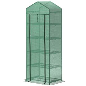 5 Tier Mini Greenhouse, Portable Outdoor Flower Stand with Shelf Clips, Indoor Greenhouse with Steel Frame, Transparent, 27.25" x 19.25" x 76", G