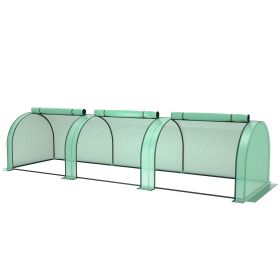 Mini Tunnel Greenhouse with PE Cover Garden Green Grow Shed with Steel Frame Zipped Doors, Green