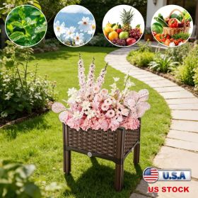 1Pc Outdoor Raised Garden Bed With Legs Elevated Planter Box With Self Watering System For Garden Patio Balcony Vegetables Flowers Herbs PP Plast (Option: S)