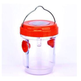 1pc Solar Power Wasp Trap Hanging; Outdoor Bee Trap With UV LED Light; Reusable Trapping Bucket For Insects (Color: Orange, Quantity: 2pcs)