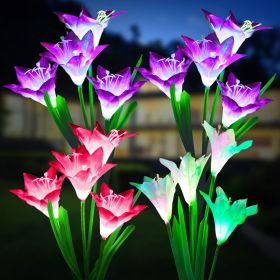 Outdoor Solar Lights, 4 Pack Solar Garden Light with Bigger Lily Flowers (default: default title)