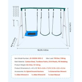 Swing Set For Backyard, 45 X 30 In Swing Seat And Two Belt Seats, With Heavy Duty A-Frame Metal Stand, 700 Lbs Load Capacity, Reinforced With Spi (Option: Black)